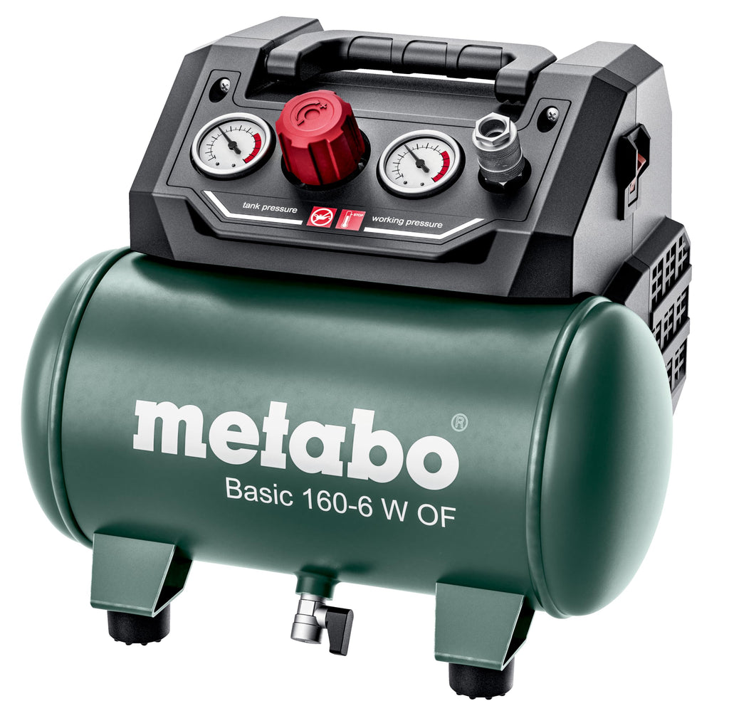 Metabo Kompressor Basic 160-6 W OF – 601501000 – Kompressor mit leistungsstarkem Motor und 6 l Kesselgröße – 1,5 m Kabellänge