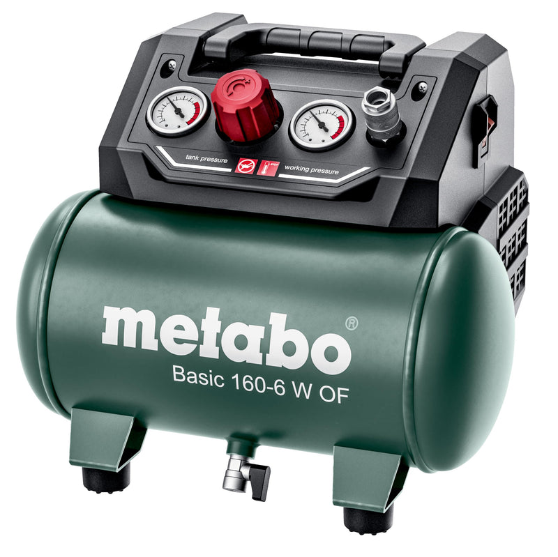 Metabo Kompressor Basic 160-6 W OF – 601501000 – Kompressor mit leistungsstarkem Motor und 6 l Kesselgröße – 1,5 m Kabellänge