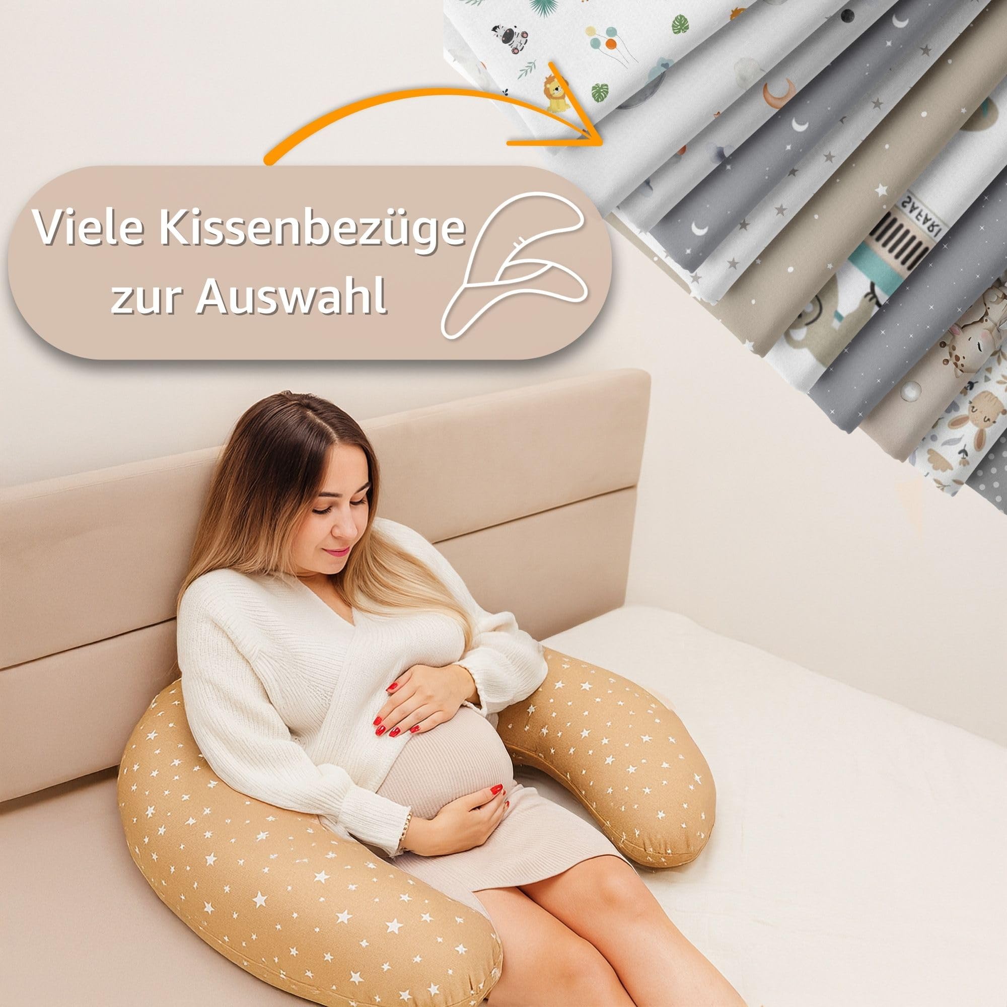 Totsy Baby Stillkissen XXL Schwangerschaftskissen 190 cm - Pregnancy Pillow Body Pillow Seitenschläferkissen Schlafkissen Lagerungskissen Kissen mit Bezug aus Baumwolle Oeko-Tex