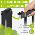 BOMI Baby Schutzgitter Treppe Miko PEFC geprüftes Buchenholz | Ohne Bohren | Gittertür aus Holz schwarz | Stabile Baby Schutzgitter Tür für Kindersicherheit | Treppen Türgitter | Breite: 87-95 cm