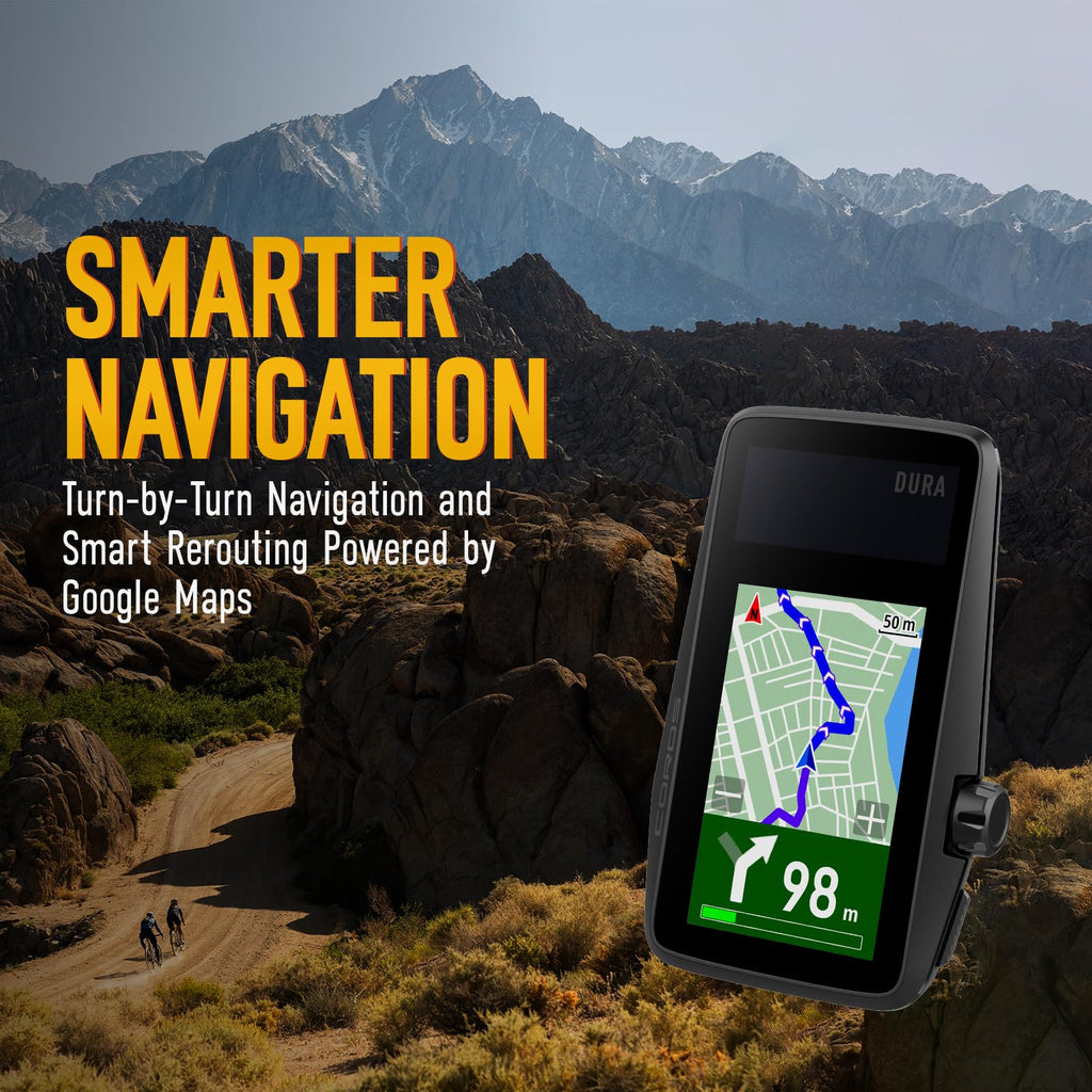 COROS DURA Solar GPS Fahrradcomputer, 120 Stunden GPS-Akkulaufzeit, Solaraufladung, 2,7” MIP Farb-Touchscreen Fahrrad Navi, schnelle Datensynchronisierung, Turn-by-Turn Navigation, Dualfrequenz GPS