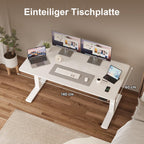 JUMMICO Elektrischer Höhenverstellbarer Schreibtisch - Steh-Sitz Tisch mit Memory-Funktion & Kompletter Tischplatte, Computertisch für Büro & Zuhause 140 x 60 cm Weiß