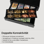 Safescan SD-4141 Standard-Duty Kassenschublade mit 4 Fächern für Banknoten und 8 für Münzen - Kassenlade mit RJ-12 Anschluss (z.B. Registrierkasse) - Solide Kassenschublade von 41,5 x 41,5 x 11,5 cm