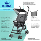KIDIZ® Kinderwagen CITY Buggy Kinderbuggy klappbar Sportwagen Faltbar 360° 4-Zoll-Räder Inkl. Sonnen- und Regenverdeck zusammenklappbar 5-Punkt-Sicherheitsgurt ab 6 Monate, Anthrazit
