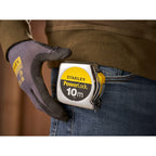STANLEY Maßband Bandmaß Powerlock (Kunststoffgehäuse, Maßband 10 m Länge, 25 mm Breite, metrische Skalierung, Gürtelclip) 1-33-442
