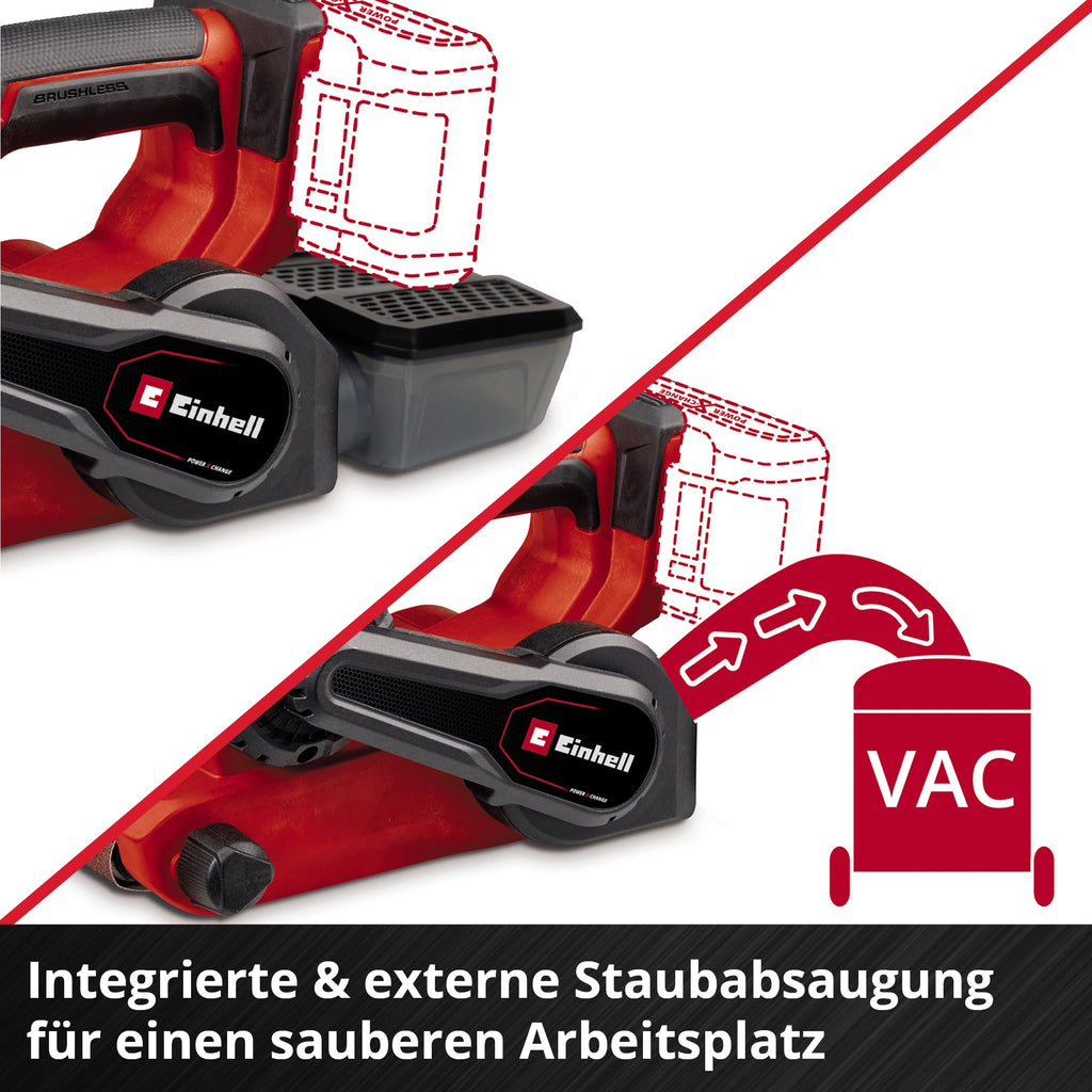 Einhell Professional Akku-Bandschleifer TP-BS 18/457 Li BL-Solo Power X-Change (18 V, Brushless-Motor, inkl. 3x P80 Schleifband 457x75 mm, ohne Akku & Ladegerät)