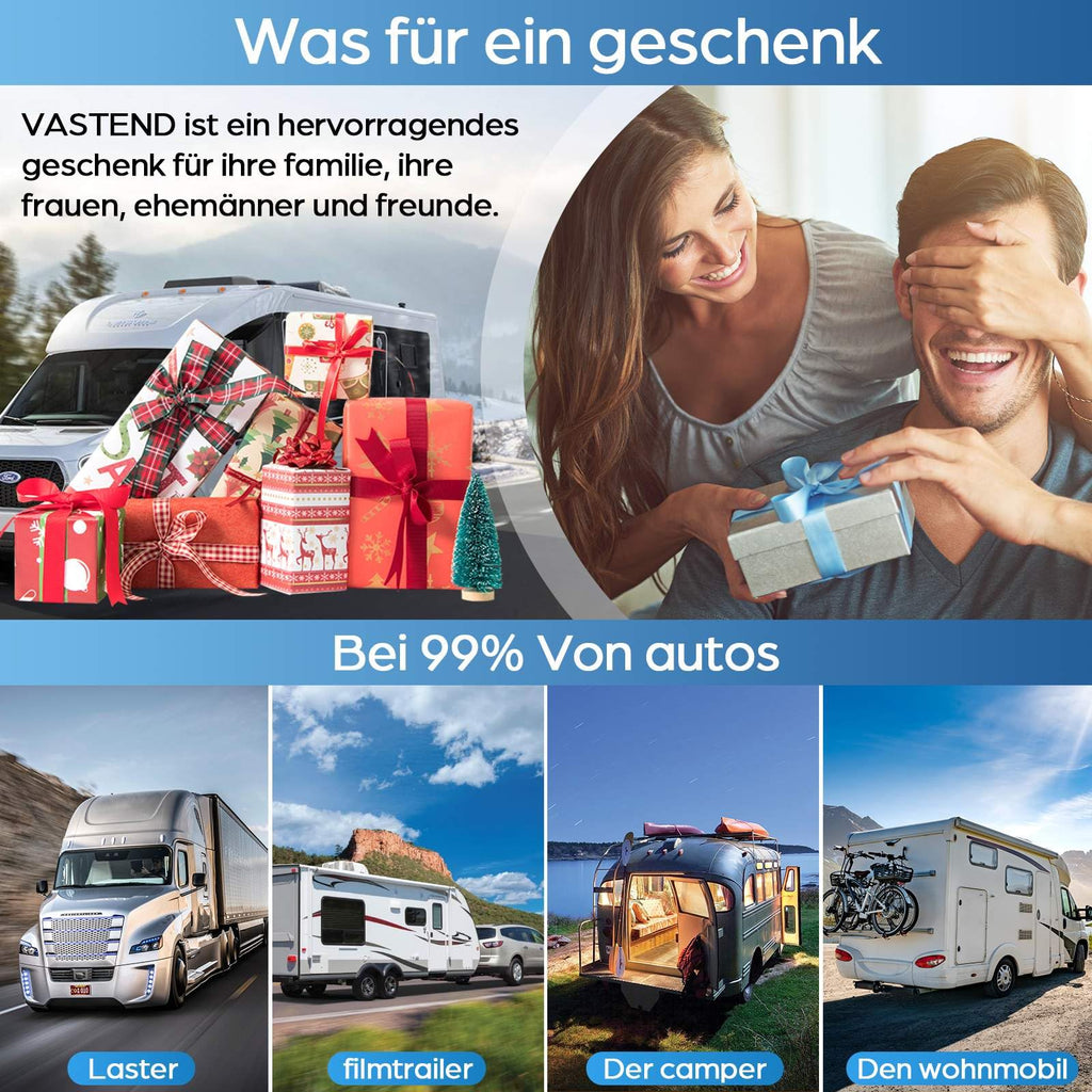 VASTEND Rückfahrkamera Kabellos Solar Magnetische Rückfahrkameras Funk mit 10000mAh Akku, 7" Drahtlose Rückfahrkamera, IP69 Wasserdichter, DIY Installation, für Wohnwagen, LKW, Auto, Wohnmobil (VS-7A)