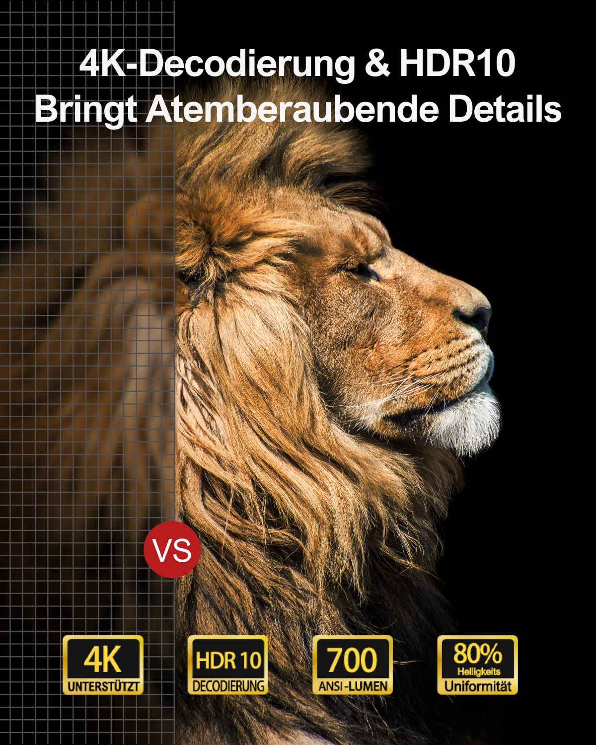 Ultimea Beamer Full HD 1080P Native mit Autofokus und 6D Trapezkorrektur, Beamer 4K Heimkino Unterstützt 700 ANSI 21000 Lumen, 5G WiFi Projektor Bluetooth, Outdoor Projektor für iOS/Android/TV Stick