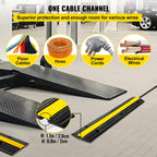 Happybuy 1 Kanal Kabelschutzmatte, Überfahrschutz für Kabel, 4 Stück Kabelbrücke aus Handelsüblichem Thermoplastischem Gummi mit Modularem Design für Parkplätze, Lagerhäuser,100 x 15 x 2,5 cm, Schwarz