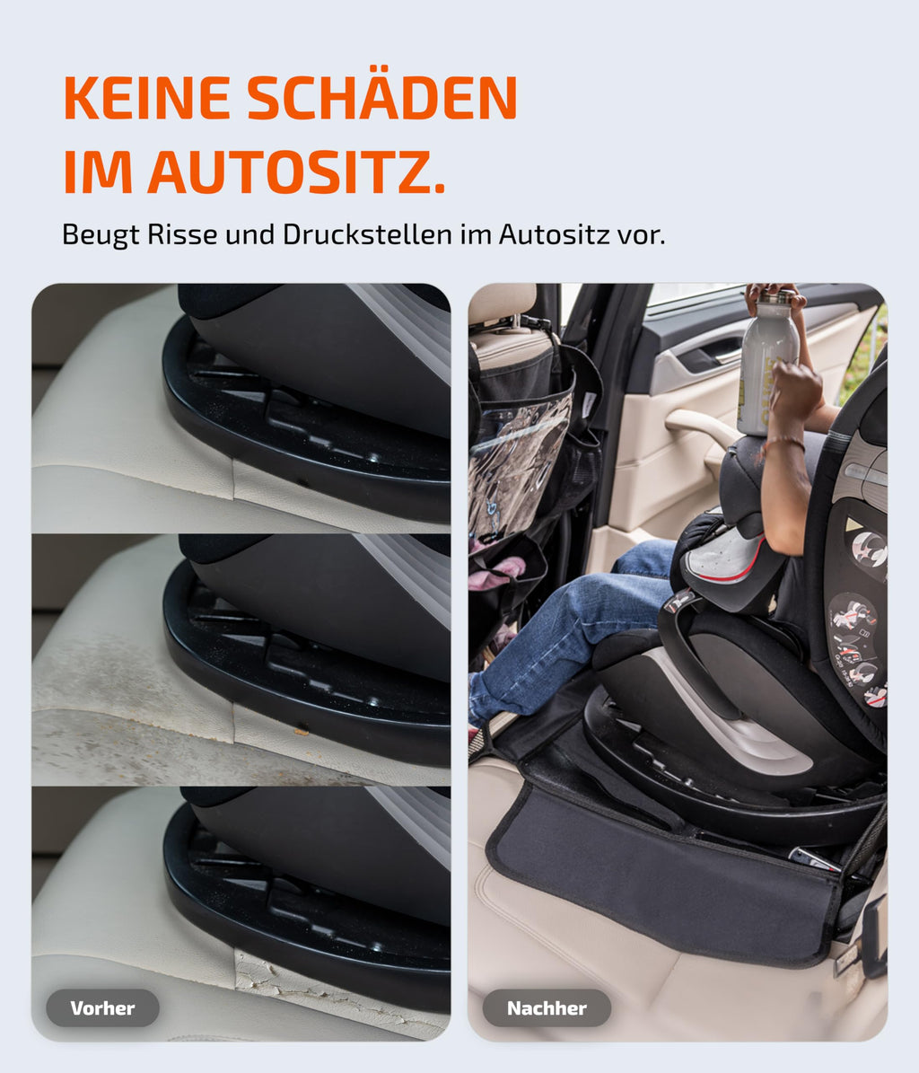 LIONSTRONG® Kindersitzunterlage Autositzschoner [ISOFIX GEEIGNET] - wasserabweisender Polyester Stoff schwarz - Sitzschutz Sitzschoner Auto Kindersitz - universell kompatibel (Schwarz)