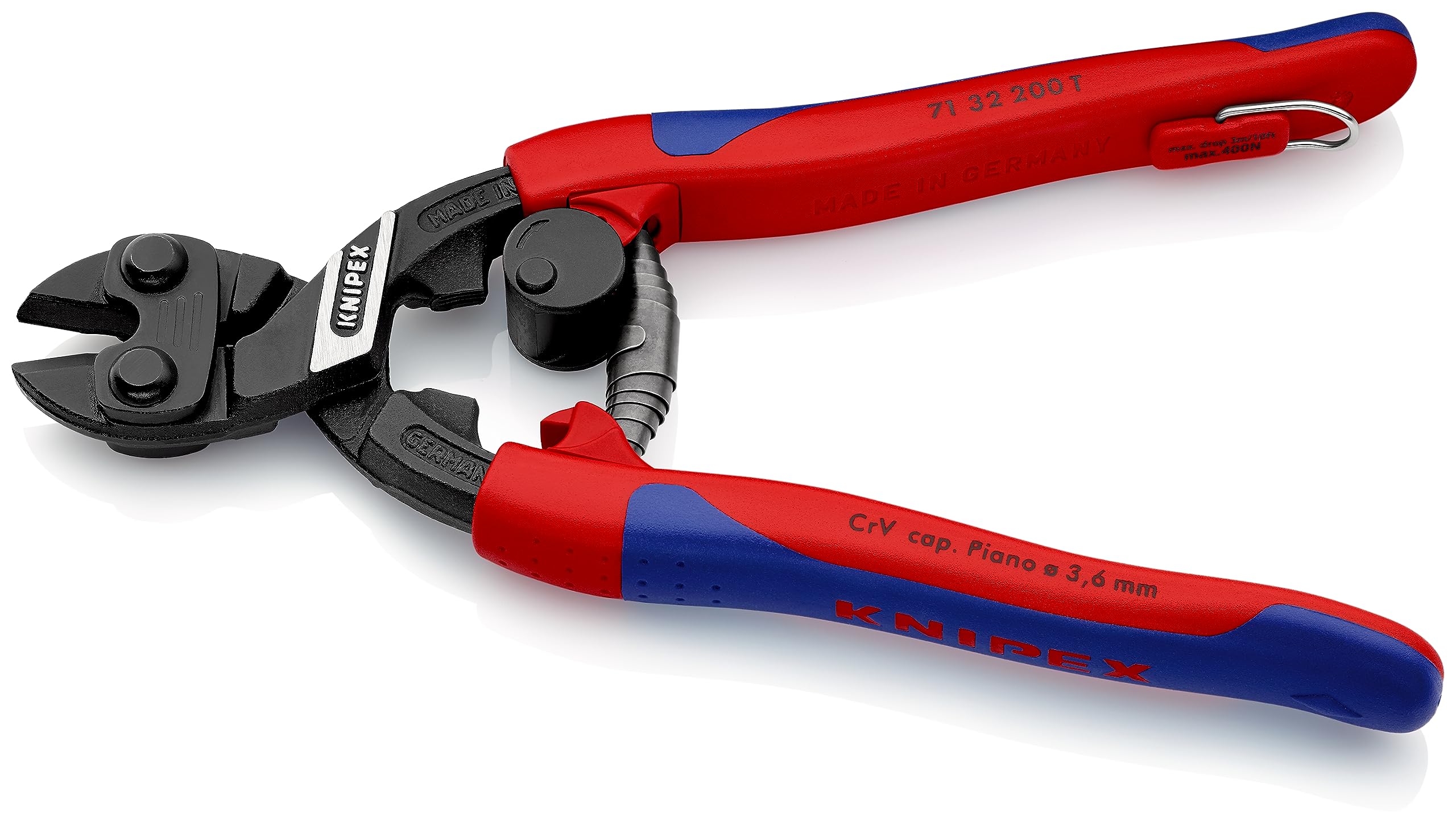 KNIPEX CoBolt Kompakt-Bolzenschneider in Blister mit schlanken Mehrkomponenten-Hüllen, mit integrierter, 71 32 200 T BK