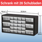 Akro-Mils 10126 26-Drawer Plastic Drawer Storage Cabinet for Garage Organization, Teacher Toolbox, Makeup Organizer, and More, 50.8 cm W x 15.24 cm D x 25.4 cm H, Red