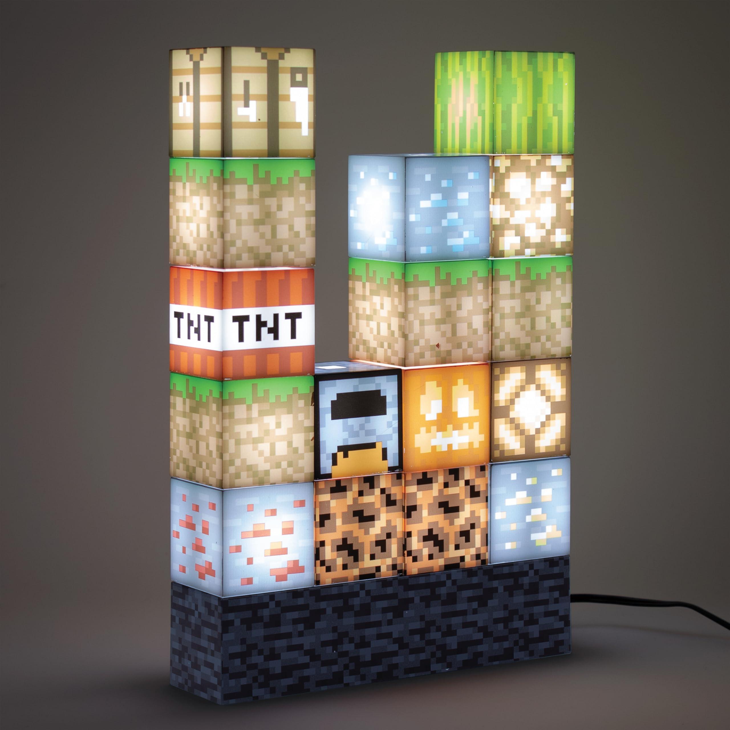 Minecraft Baustein-Lampe - Offiziell lizenziertes Merchandise, Baustein-Nachtlicht, Geschenk für Jungs, Gaming-Zimmerzubehör & Dekoration