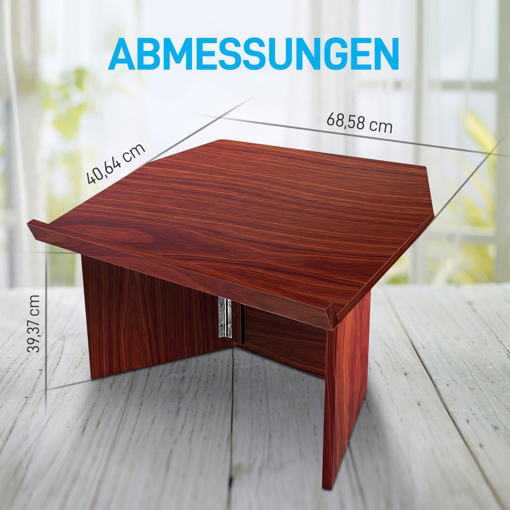 Pyle Rednerpult, Klappbares Tischpodium, Leseständer für Klassen, Lehrer, Redner, Vorlesungen, Ideal für Laptops, Bücher und Lehrmaterialien, 68x39x35cm, Braun, Wood