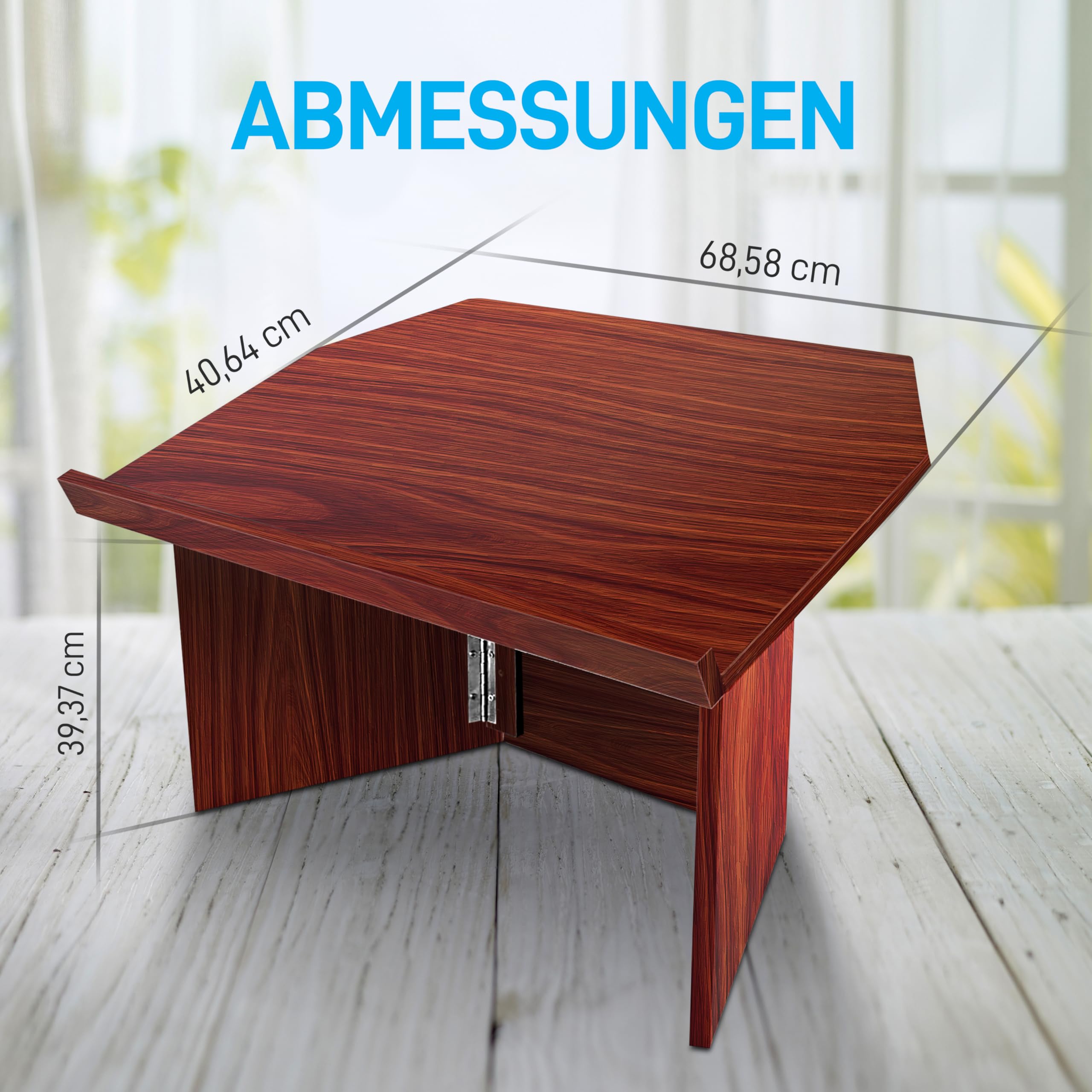 Pyle Rednerpult, Klappbares Tischpodium, Leseständer für Klassen, Lehrer, Redner, Vorlesungen, Ideal für Laptops, Bücher und Lehrmaterialien, 68x39x35cm, Braun, Wood