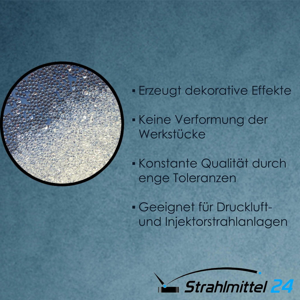 25 KG GLASPERLEN STRAHLMASTER STRAHLMITTEL 90-150 µm STRAHLGUT GLASPERLEN SANDSTRAHLEN MICROGLASPERLEN