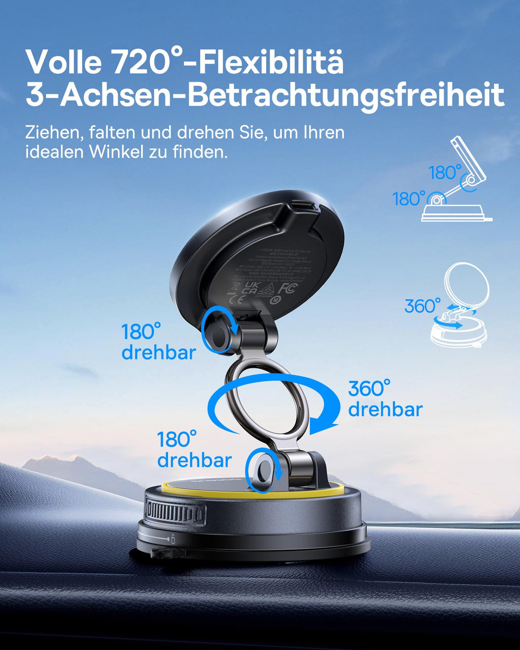 Baseus VC2 Flex Pro 15W Handyhalterung Auto für Magsafe mit Ladefunktion, Magnet Autohalterung kfz Ladegerät für Armaturenbrett, Wireless Car Charger für iPhone 17,16,15,14,13,12 Pro Max