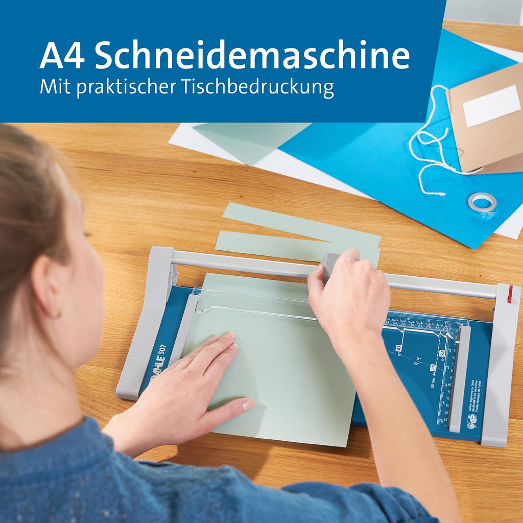 Dahle 507 Papierschneider (8 Blatt Schneidleistung, bis DIN A4) blau