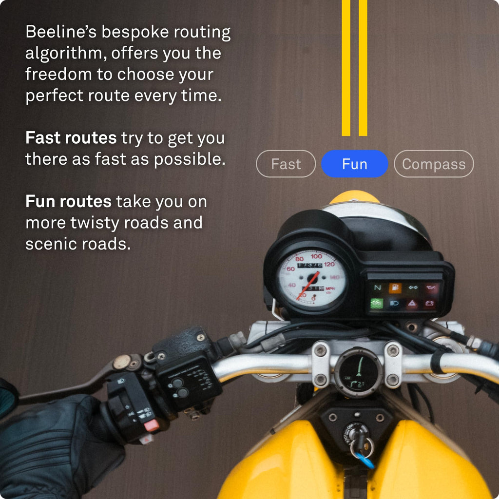 Beeline Moto II - Navigationsgerät für Motorräder | Globale Navigation | Minikarten-Schnittstelle | 14 Stunden Akkulaufzeit | IP67 Wasser- und stoßfest | USB-C-Aufladung mit Riemenhalterung