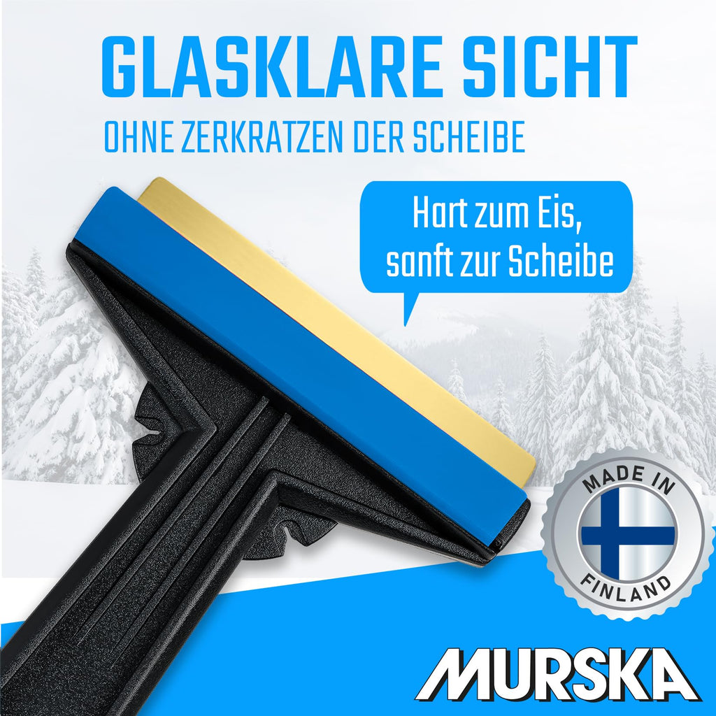 Eiskratzer Auto [2 Stück] - Messing TESTSIEGER 2024* - schnell, mühelos & schonend - Murska Scheibenkratzer Auto - effizient & sicher Schneekratzer Auto - Premium HIPS & Messingklinge - aus Finnland