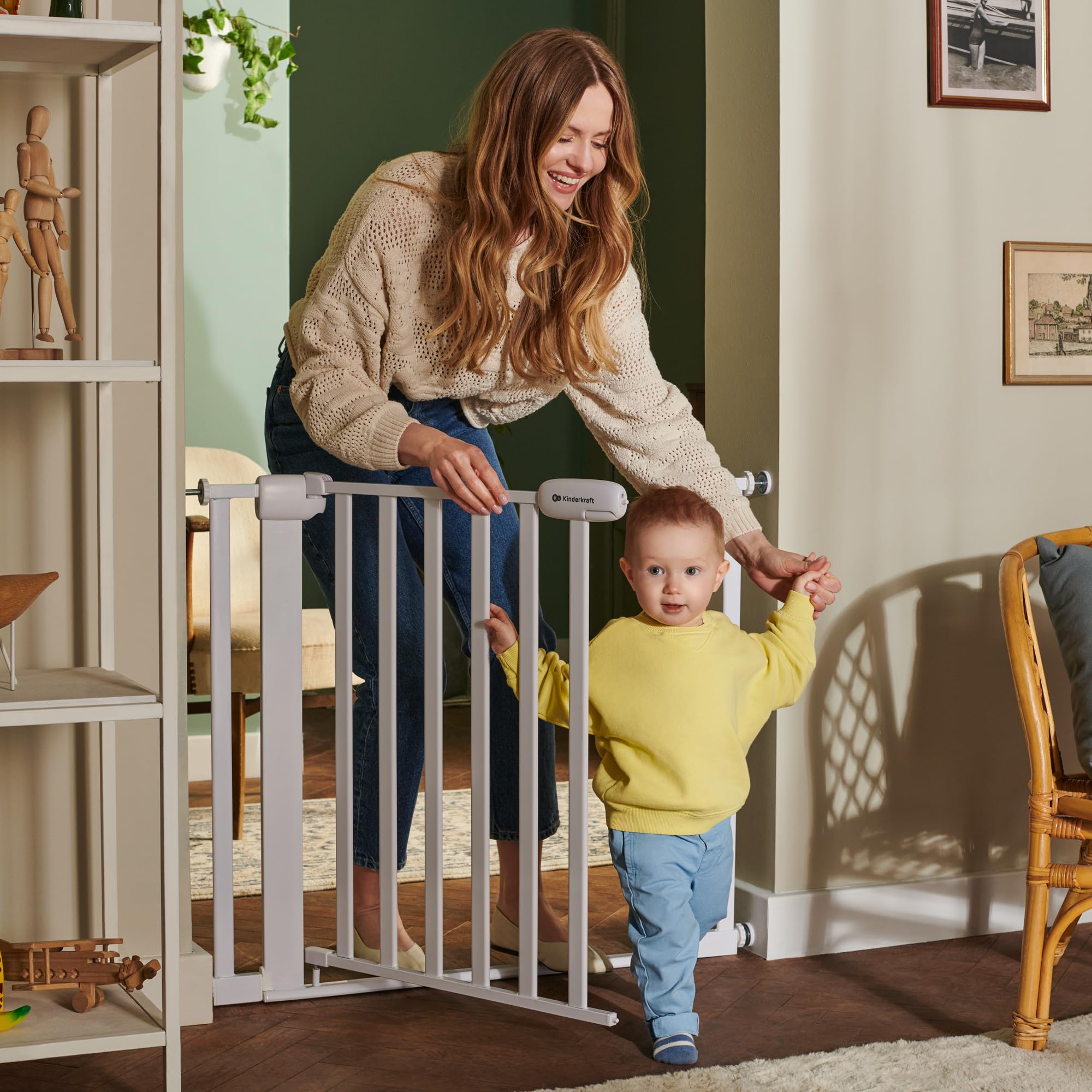 Kinderkraft Lock&GO Treppenschutzgitter Ohne Bohren, Türschutzgitter, Kinderschutzgitter, von 75 bis 103 cm, 90 Grad öffnen, doppelte Verriegelung, Schwarz