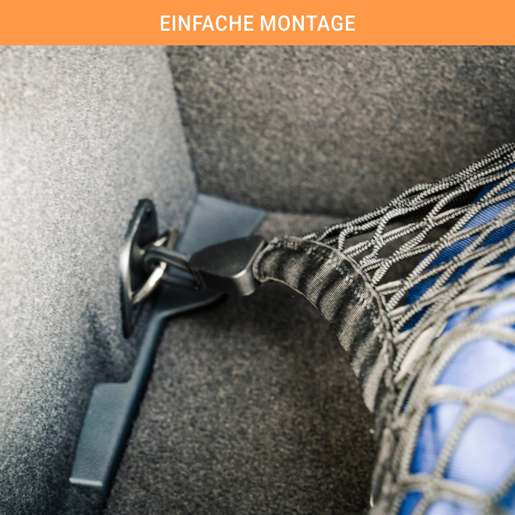 Vicera Gepäcknetz Kofferraum Netz 100x80 cm • Kofferraumnetz fürs große Autos SUV Kombi Bus Wohnmobil mit massiven Haken • Autonetz Organizer & Sicherung für den Kofferraum • Gepäcknetz Auto