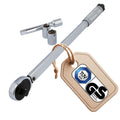 UNITEC Drehmomentschlüssel, Einstellbar von 40 bis 210 Nm, Antrieb 1/2" Vierkant, mit Stecknüssen 17/19 mm und Verlängerung, Silber