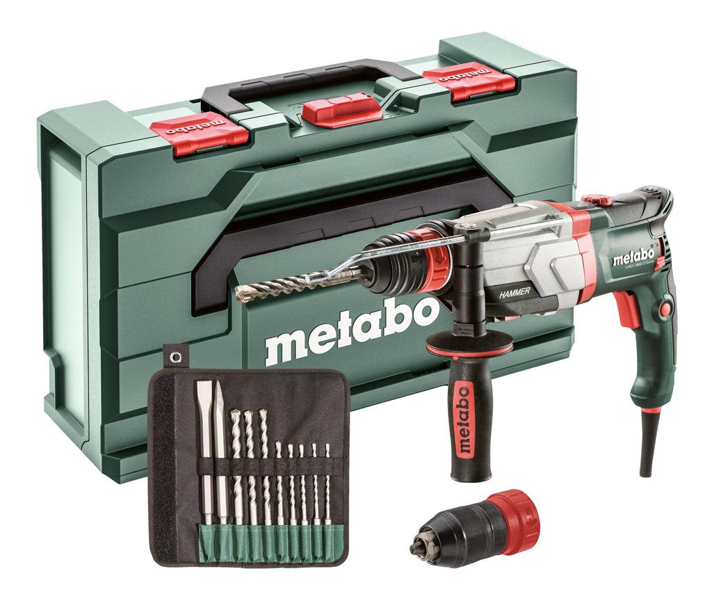 Metabo Multihammer UHEV 2860-2 Quick Set – 600713510 – Multihammer zum Hammerbohren, Bohren in zwei Gängen und Meißeln – 4 m Kabellänge