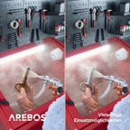Arebos Sandstrahlkabine 90 Liter | Sandstrahlgerät mit Strahlpistole mit 4 Keramikdüsen | zur Aufbereitung | Arbeitshandschuhe | Sichtfenster inkl. 4 Ersatzfolien