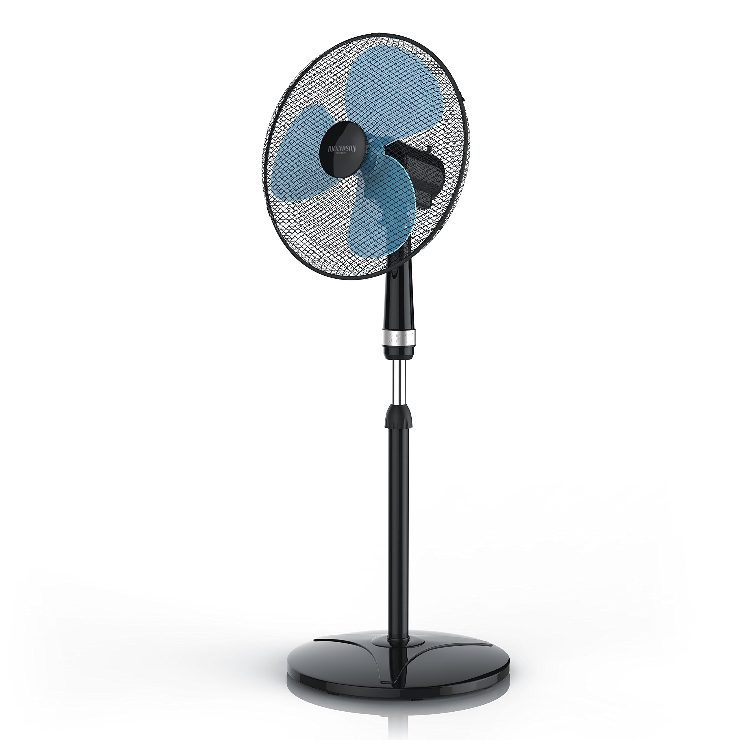 Brandson - Standventilator 40cm - Preisträger 2025 - Ventilator höhenverstellbar bis 122 cm - mobiler Lüfter, hoher Luftdurchsatz, 3 Geschwindigkeitsstufen, Oszillationsfunktion 80°