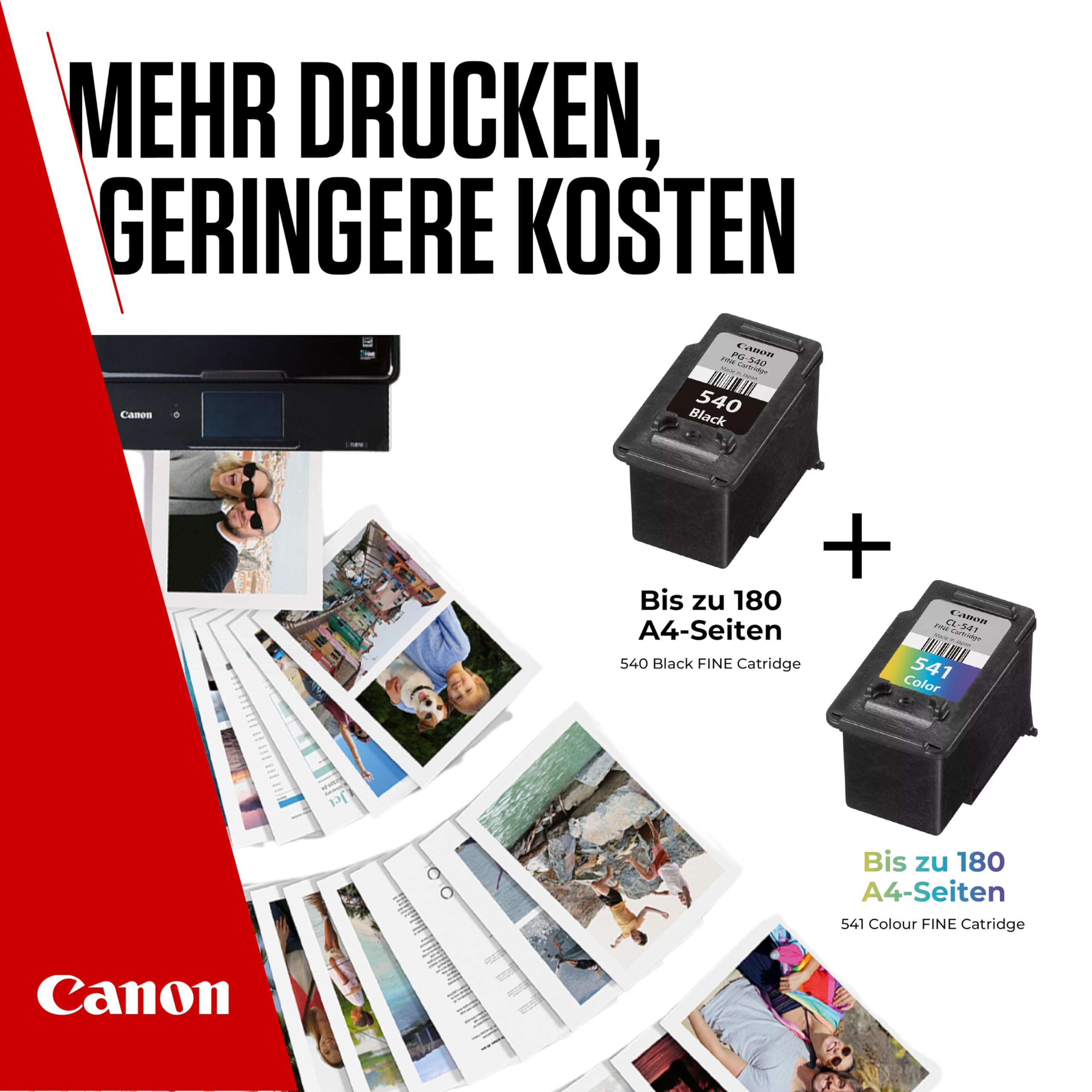 Canon Tinte & Papier Multipack - PG-540/CL-541 Original Drucker Tintenpatronen 2er-Pack (1 x Schwarz, 1 x Farbe druckerpatronen) & 4x6 Fotopapier (50 x Blatt) Für PIXMA TS5150, TS5151, MG3650s, MG4250