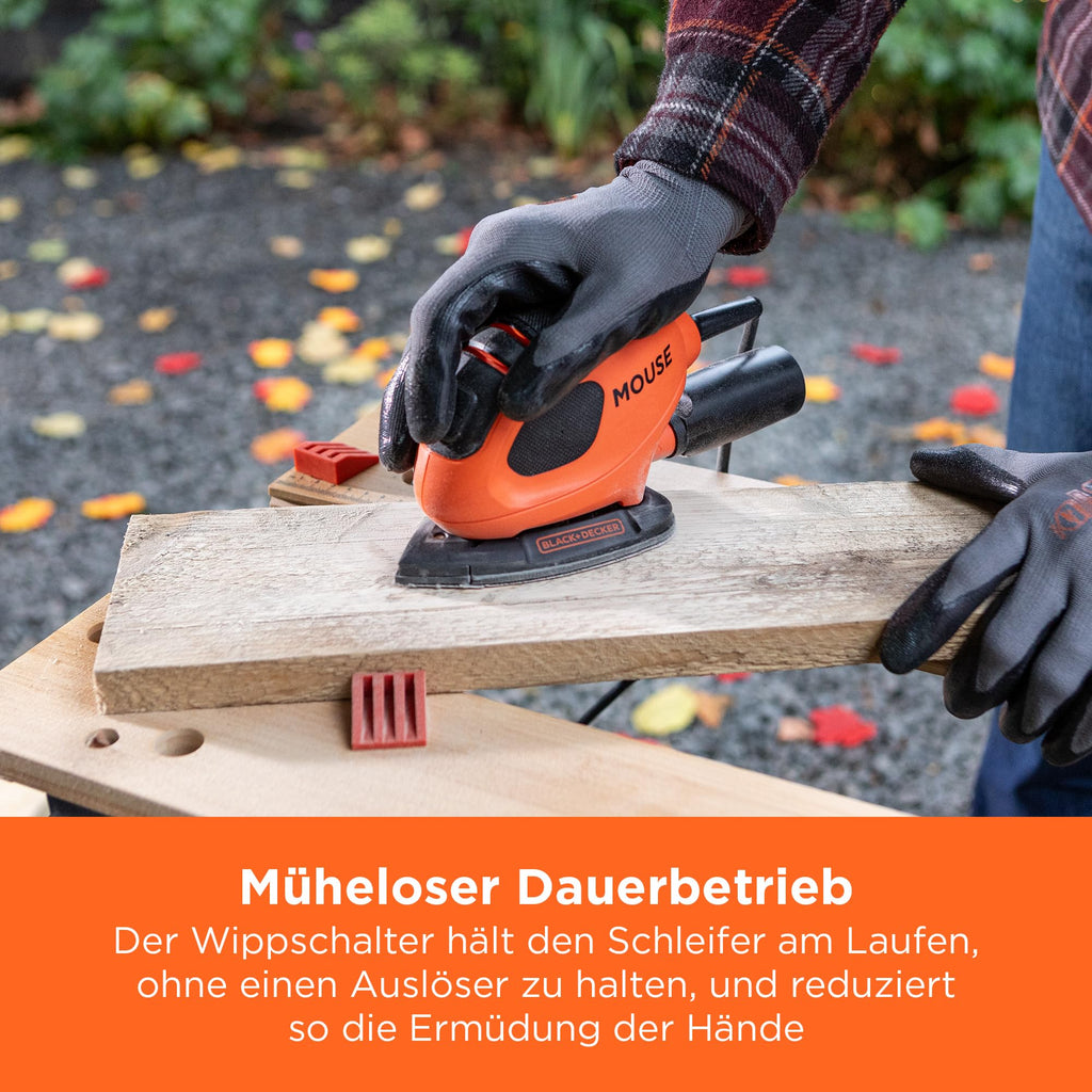 BLACK+DECKER 55W Kompakter elektrischer Deltaschleifer, mit Staubabsauganschluss und 15 Zubehörteilen, inklusive Schleifblättern, Detailschleifspitzen und einer Softtasche, BEW230BC-QS