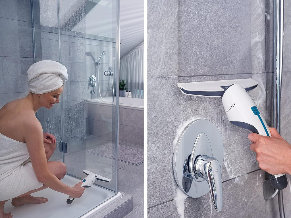Leifheit Fenstersauger Nemo inkl. Wandhalterung und Baddüse, Badsauger mit wasserdichtem Gehäuse für die Dusche, verwendbar bis zu 45 min, handlicher und Leichter Fensterreiniger