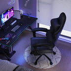 JUMMICO Gaming Stuhl, Schreibtischstuhl mit Massagefunktion,Bürostuhl Ergonomisch mit Fußstütze,150 kg, Schwarz