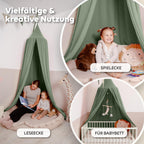 lilimaus Baldachin Kinderzimmer [in 12 Farben] - Betthimmel aus 100% Baumwolle Musselin Handmade für Mädchen & Jungen - Babybett Himmel als Babyzimmer Deko - Vorhang für Kinderbett, Kuschelecke