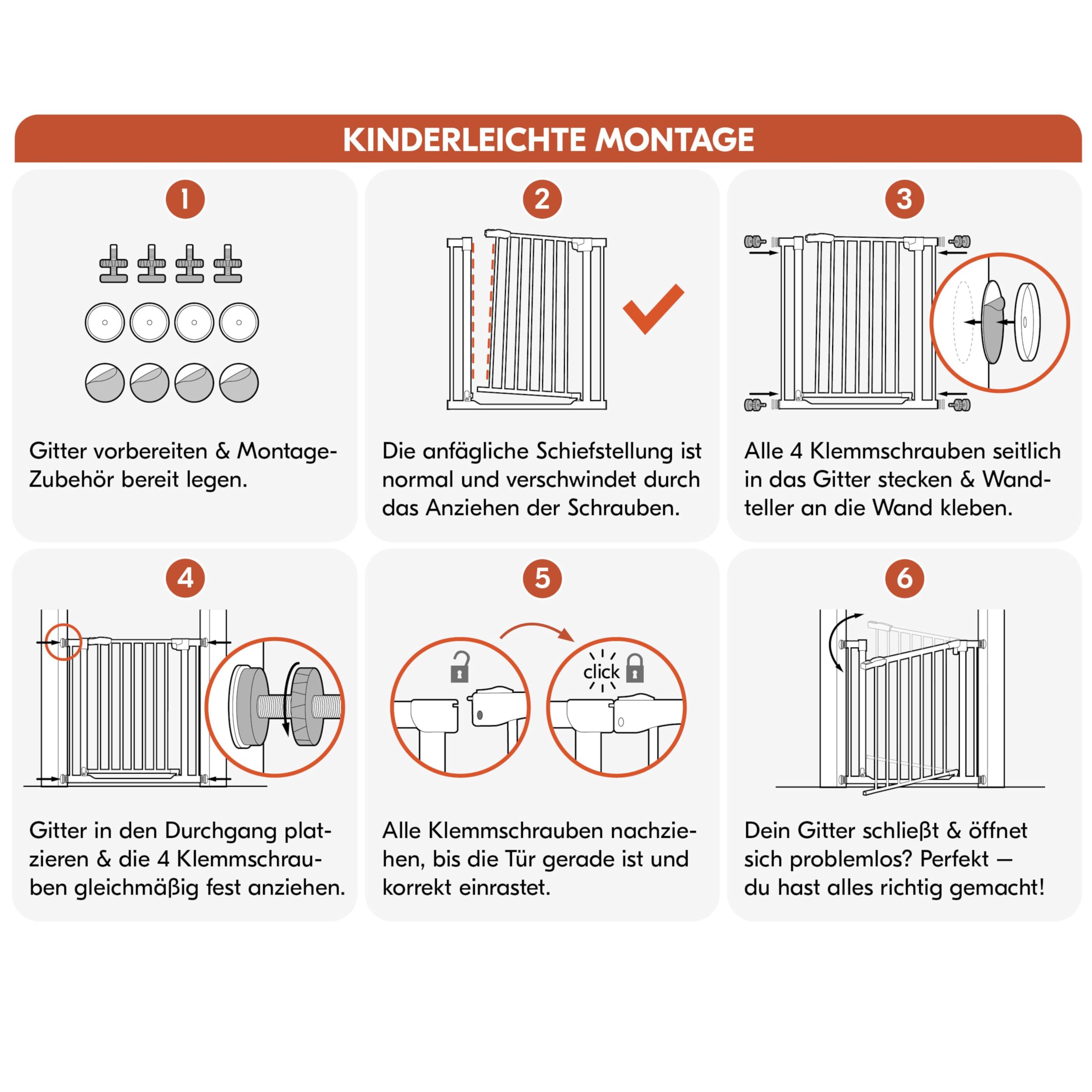 hauck Open N Stop 2, Schwarz - Kinderschutzgitter Hundegitter, Verstellbare Breite 75-80 cm, 77 cm Hoch, Beidseitige Einhand Öffnung, ohne Bohren, für Innen