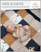 ULLENBOOM Krabbeldecke für Baby 100x100 cm, 100% Oeko-TEX Materialien, Made in EU, Dick & weich gepolstert, Wale - ideal als Babydecke, Laufgittereinlage & Spieldecke Baby