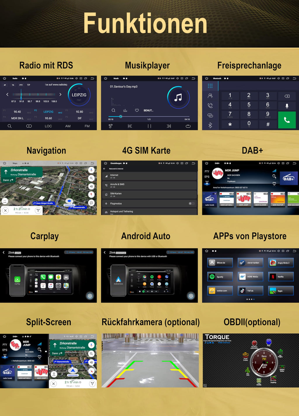 M.I.C. AVM9 Android 13 Autoradio mit navi: Snapdragon 665 6G+64G;8" IPS Display;4G SIM,Carplay,Android Auto,DAB+,DSP,BT 5,GPS: Ersatz für MQB Golf7 Octavia Passat Sportsvan Superb Tiguan Touran