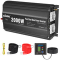 GIANDEL 2000W Wechselrichter 12V auf 230V Reiner Sinus KFZ Spannungswandler Kompatibel mit LiFePO4 Power Inverter mit Fernbedienung und USB Anschlüsse für Wohnmobil LKW Auto Camping
