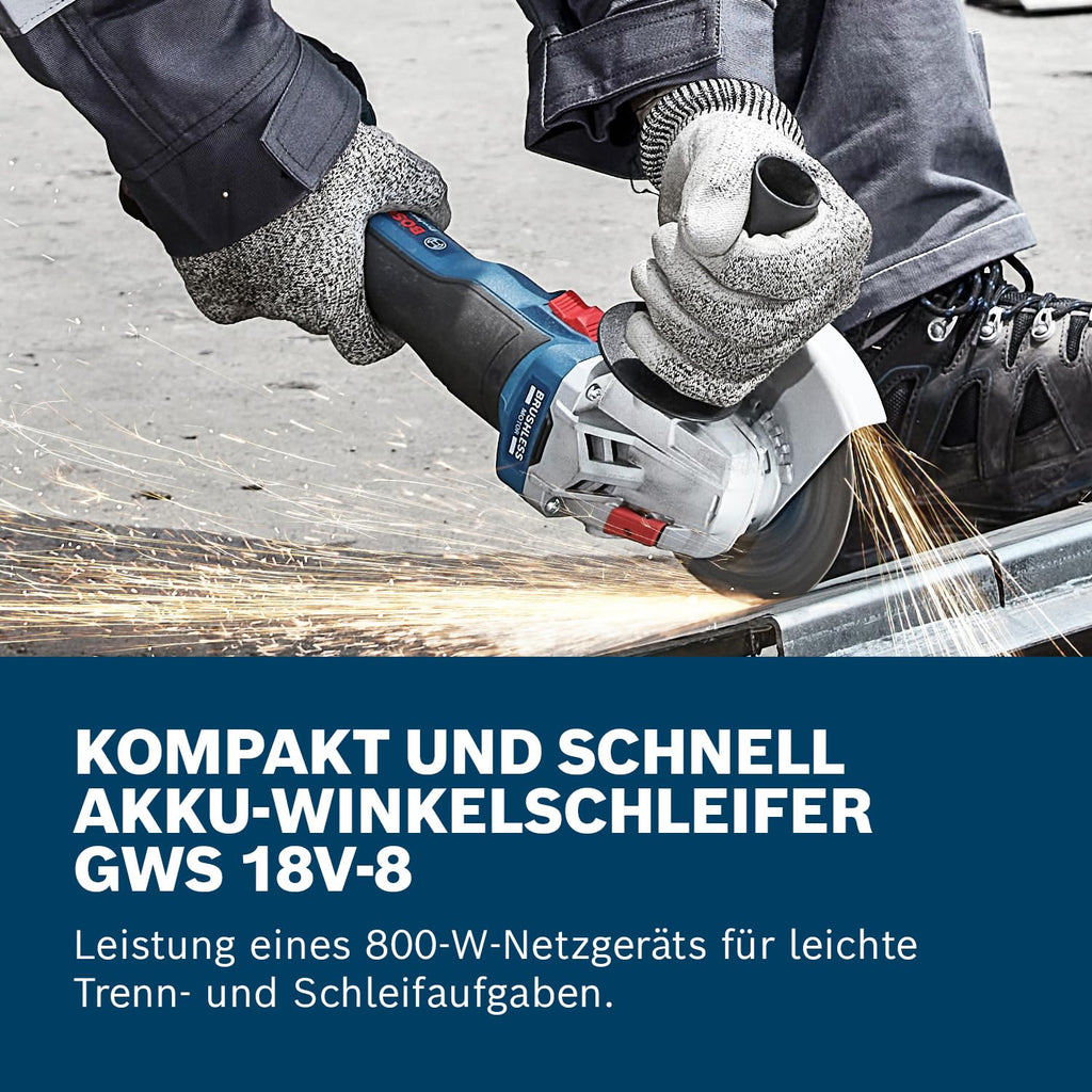 Bosch Professional 18V System Akku-Winkelschleifer GWS 18V-8 (Scheibendurchmesser 125 mm)