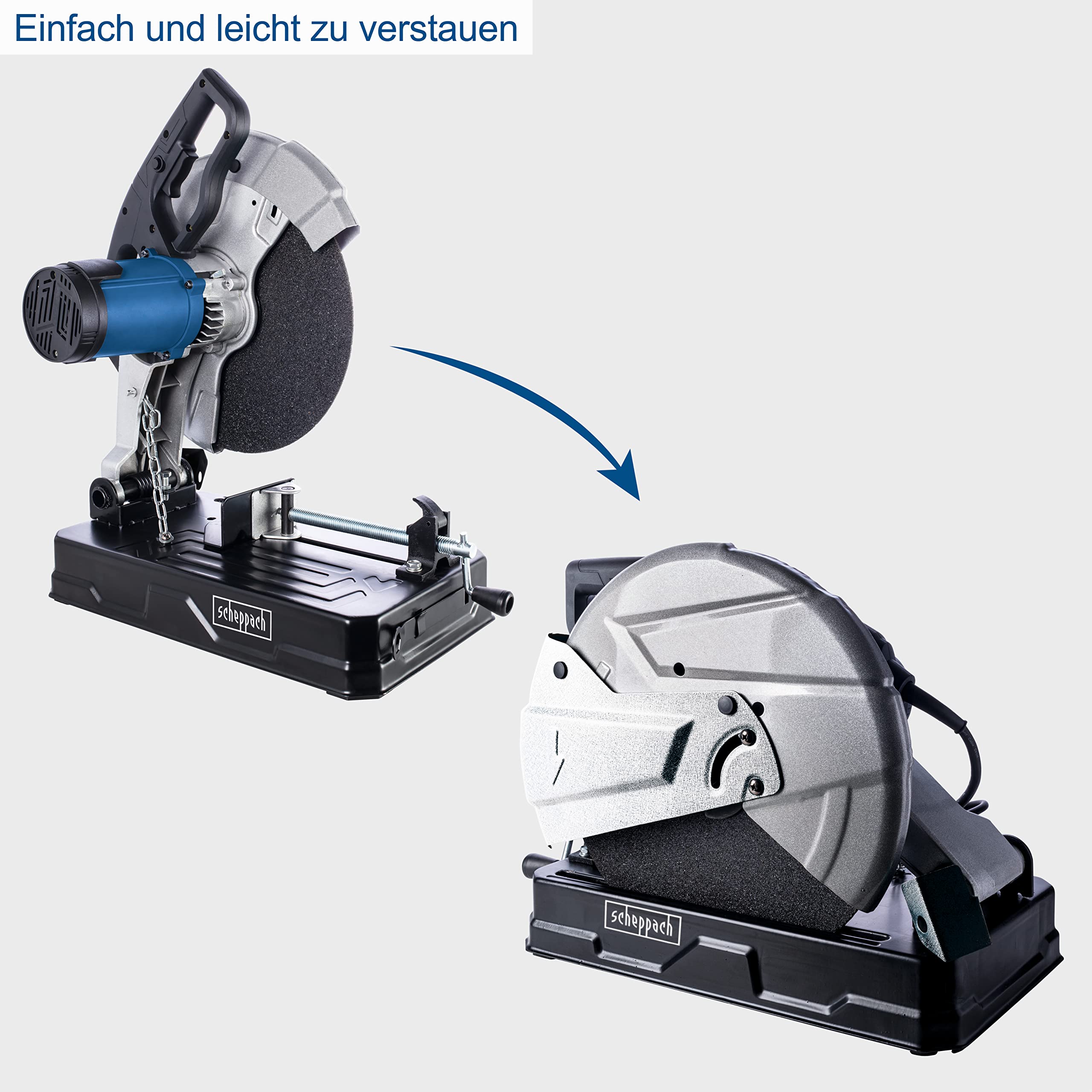 Scheppach Trennschneider MT150 Metallsäge Metall Kappsäge mit Softstart Gehrungssäge | Schnitthöhe max. 115mm | 2600W Leistung | 4200 min-1 | Trennscheibe Ø 355 x 25,4 mm | Neigungswinkel 0-45°