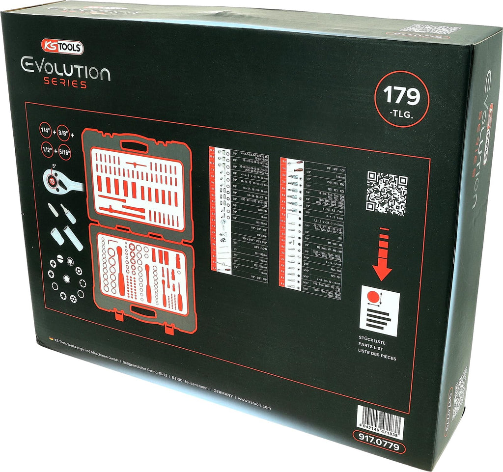 KS Tools 917.0779 1/4"+3/8"+1/2" Steckschlüssel-Satz, 179-tlg