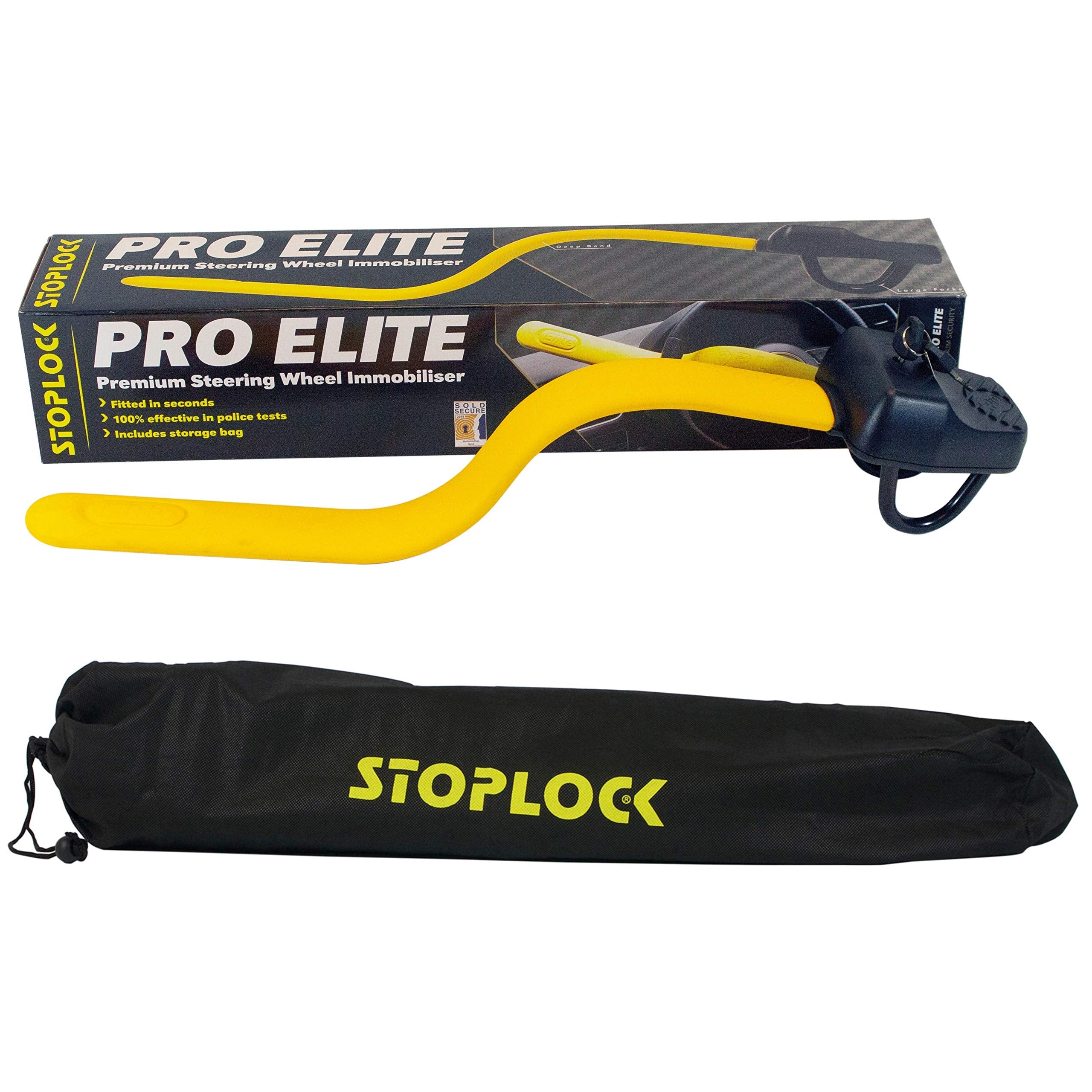 Stoplock Pro Elite Steering Wheel Lock Wegfahrsperren schwarz / gelb