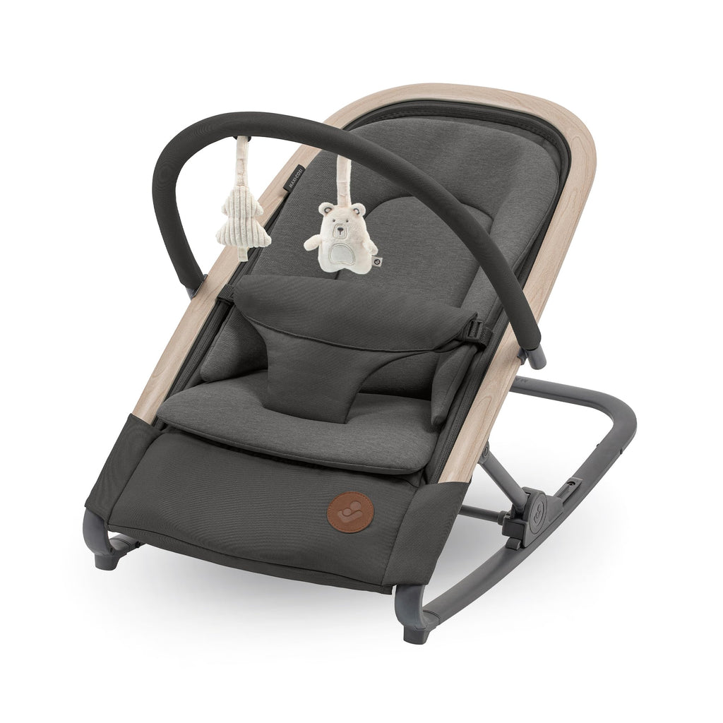 Maxi-Cosi KORI 2-in-1 Ergonomischer Babywippe mit Spielzeugbogen 0-2 Jahre bis 15 kg Neugeborenen Hüpfstuhl 3 Liegepositionen Easy-In Harness Leicht & Kompakt Neugeborenes Kissen Beyond Graphite