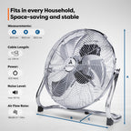 TRESKO AERSON Bodenventilator 60cm | Windmaschine mit 3-Leistungsstufen 200W | Standventilator Ventilator | hoher Luftdurchsatz | robuste Metallausführung | Neigungswinkel ca. 110 Grad