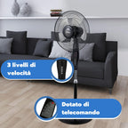 ARDES - AR5S40PBR Standventilator, mit Fernbedienung und Timer, leise und leistungsstark, 5 Flügel, 40 cm, oszillierend, mit verstellbarer Höhe und Neigung, 3 Geschwindigkeitsstufen