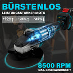 Akku Winkelschleifer 125mm für Makita 18V Akku (Ohne Akku), 8500U/min, Bürstenloser Profi-Schleifer 4-stufige Regelung, Kabellos Schleifer mit Zusatzhandgriff für Trennen, Schleifen & Bürsten