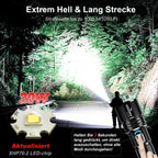 Shadowhawk Taschenlampe Led 500000 Lumen, Extrem Hell Taschenlampe USB Aufladbar Taktische Taschenlampen Mit holster XHP70.2, IP67 Wasserdicht 5 Lichtmodi für Camping Wandern Notfälle