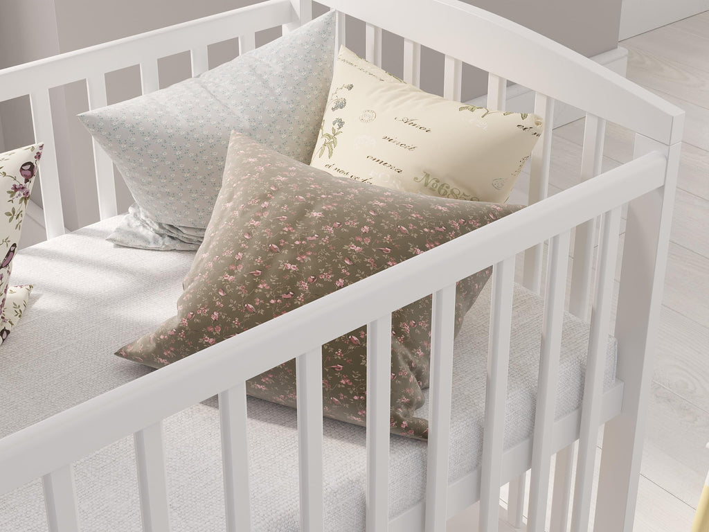Love For Sleep Babybett Beistellbett 120x60cm mit Schaumstoffmatratze Weiß Jacob Kinderbett Baby Bett Holz - Kinderbett Babybett, Mitwachsend Gitterbett Baby Bed