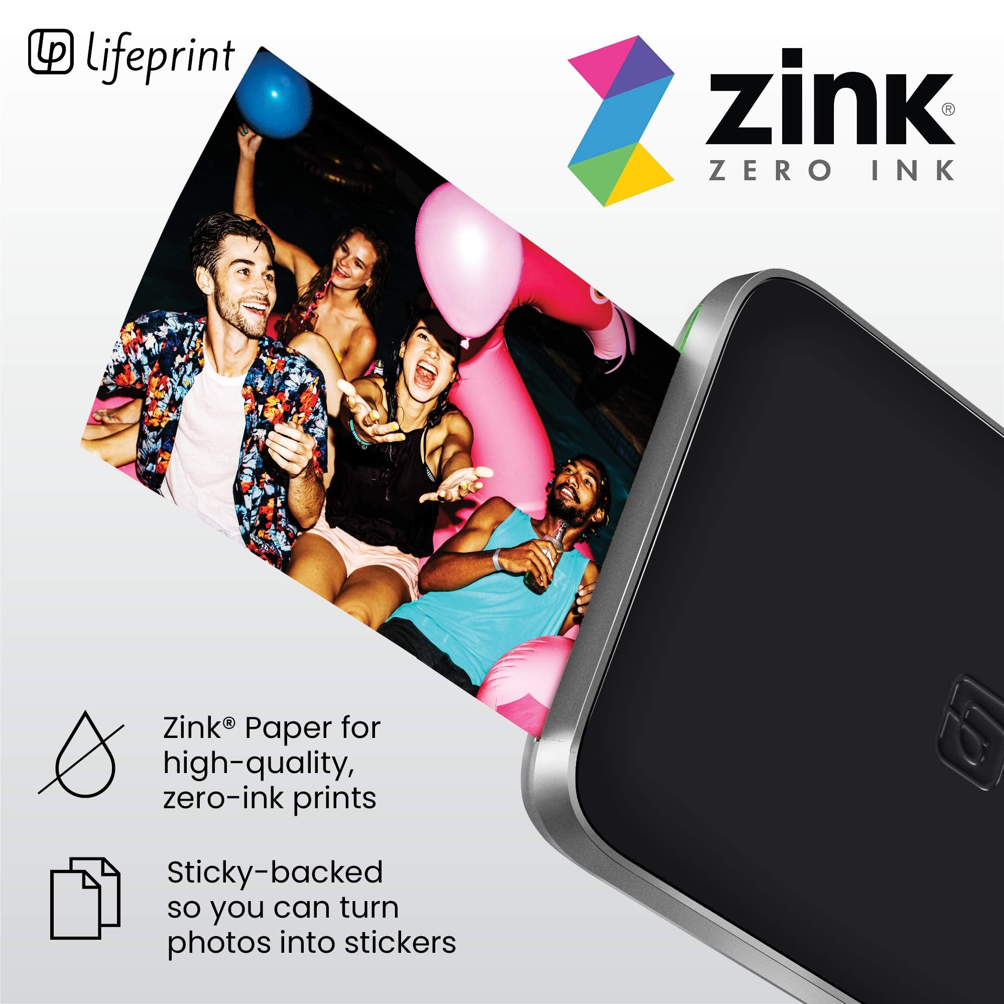 Lifeprint 3x4.5 Tragbarer Foto- und Videodrucker für iOS- und Android-Geräte. Erwecken Sie Ihre Fotos mit Augmented Reality zum Leben - Schwarz